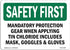 OSHA Safety First Sign - Mandatory Protection Gear When Applying | Vinyl Label Decal for Business, Work Site