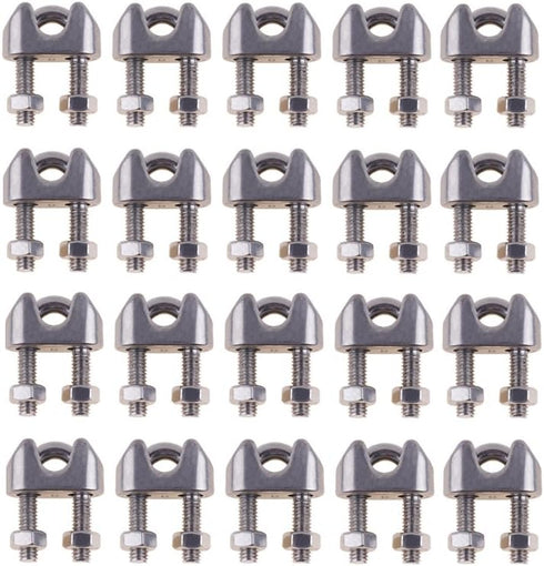 Eowpower 20 Pieces Stainless Steel M3 Wire Rope Cable Clip Clamp, 3 mm