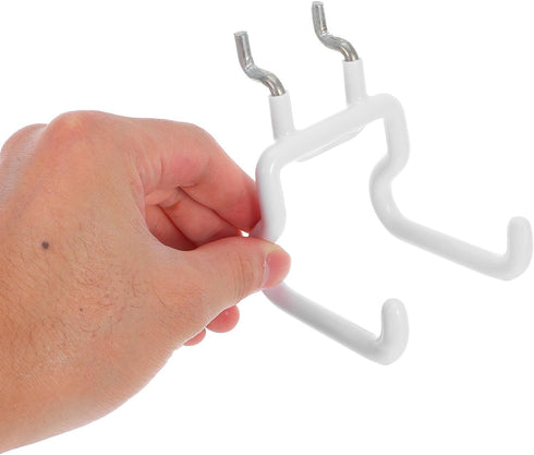 2pcs Pegboard Hooks Garage Storage Tool Holders Utility Hooks Pegboard Drill Holder White for Workbench and Wall