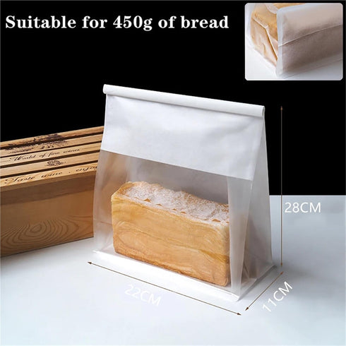 Dnyucen 50PCS Gusset Packing Bag(22x28x11cm) Bread Bags for Homemade Bread Bakery Takeaway Toast Bag Hamburger Pastry