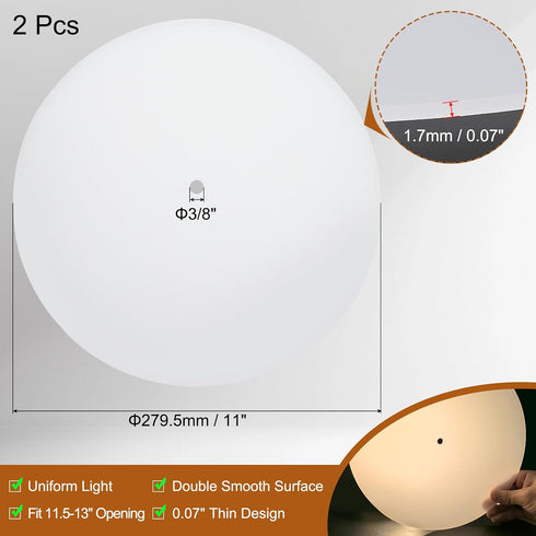 2 11" 3/8" 1.7mm 11.5-13" PATIKIL Lampshade Diffuser, Pcs Diameter with Center Hole Round Diffuser Thick for Drum