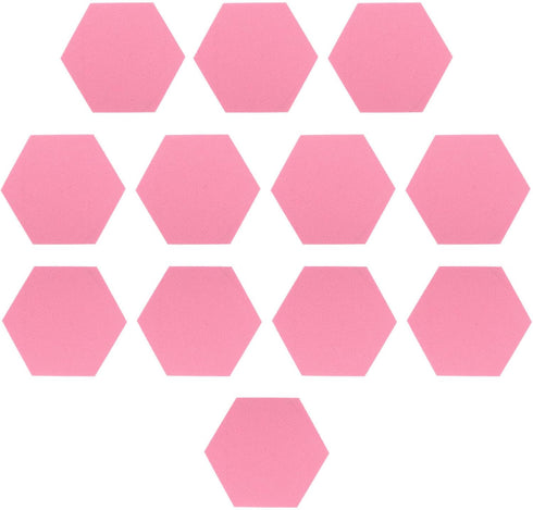 HOMSFOU 12 Pcs Felt Backdrop Wall Sticker - Hexagonal Memo Board Tiles in Pink for Office Decor