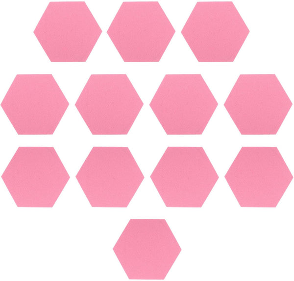 HOMSFOU 12 Pcs Felt Backdrop Wall Sticker - Hexagonal Memo Board Tiles in Pink for Office Decor