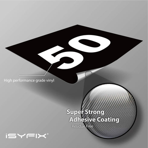 iSYFIX Black Consecutive Number Stickers – 1 to 50, 2-inch Vinyl Self Adhesive Premium Decal for Inventory, Storage,