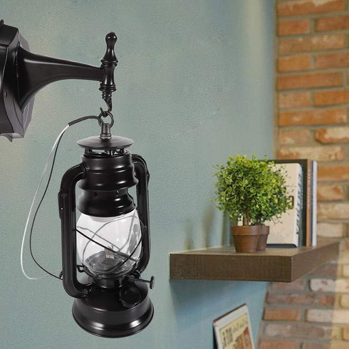 Vintage-Style Black Wall Lantern - Rustic Outdoor Sconce Light