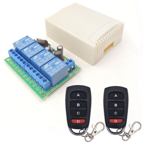 DieseRC DC 12V 24V 4CH Wireless Remote Control Switch, 10A 4-Channels 433Mhz Relay Receiver with 2 RF Transmitters