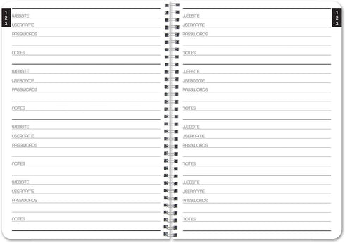 BookFactory Password Organizer Journal - 120 Pages, 5'' x 7'', Thick Translucent Cover, Wire-O Binding (Made in USA)