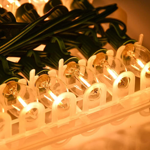 25FT C7 C7 27 Bulb, LED Christmas Lights Outdoor, Warm White Christmas String Light with LED Hanging Vintage Christmas