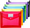 Eco-Friendly Plastic File Wallet Folders, Expandable Envelope Folder with Snap Button Closure, 6 Assorted Colors