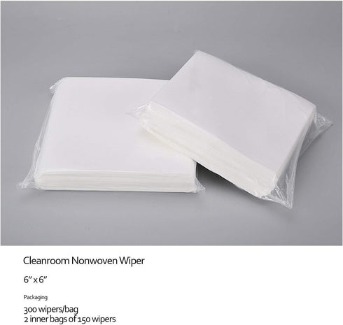 Lint Free Wipes Disposable Cleaning Wipes Cleanroom Wipes Cellulose/Polyester Blend 6" x 6" (Grade B, 300 Pcs)