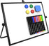 Dry Erase White Board, 16 x 12 Inch Magnetic Whiteboard with Stand, Portable Double-Sided Easel, 10 Markers, 4 Magnets,