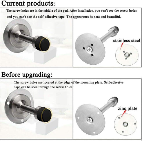 Door Stopper (2 Pack), No Drilling 4 Inch Heavy Duty Rubber Doorstop with Adhesive Tape for Wall Protection