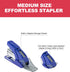 Effortless Standard Stapler Set, Dark Blue, 20 Sheet Capacity, Half Strip, Built-in Staples Storage, 1000 Staples