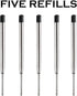 HeTaoCat Black Ink Refill Pack of 5, Replaceable Ballpoint Pen Refills, Medium Point Metal Refill (Black)