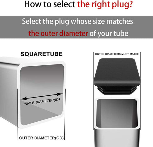 HOWDIA Square Plastic Polyethylene Plug 1"x1" | 20-Pack Protective Caps for Furniture Legs & Tubing