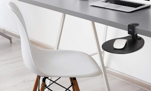 Clamp on Mouse Platform - Clip on Mouse Pad Rotating 360, Ergonomic Mouse Tray for Home and Office (Black)
