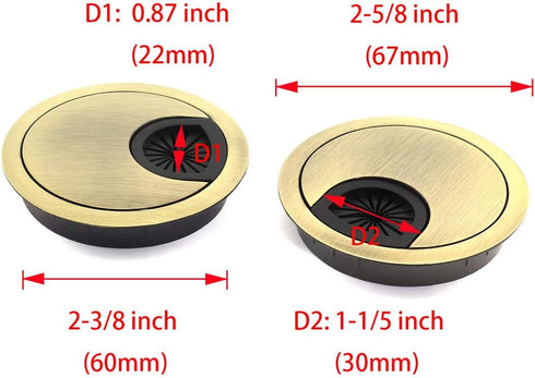 5pcs Metal Desk Grommets, 2-3/8 inch for Managing Wire Cord Cable Hole Cover, Bronze