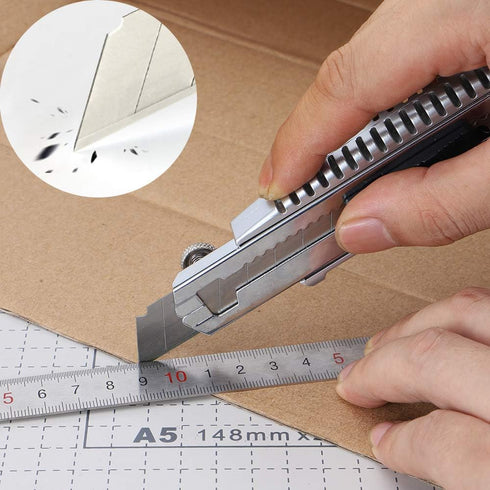 DOWELL Utility Knife - Retractable Heavy Duty Box Cutters with 5PCS Extra Blades, Self Loading Blades Function