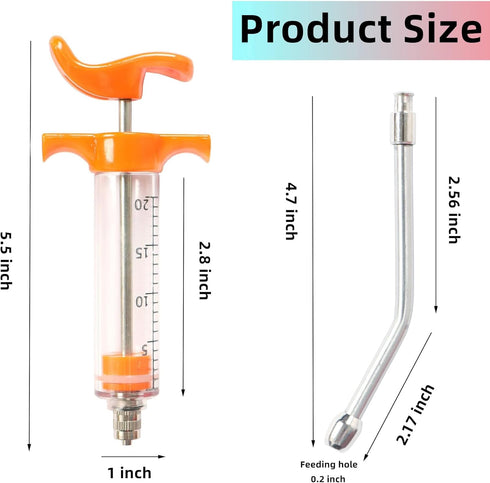1 Pcs Goats Feed water filler, Drench Nozzle, Reusable, Adjustable Dosage, for Cattle, Sheep, Goats, Horse, Pig, Dog Supplies (Orange 20ml)