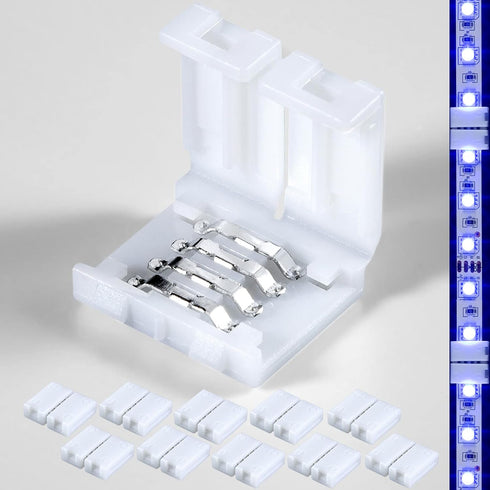 10PCS LED Strip Connectors, 4 Pin 10mm Connectors for LED Light Strips, RGB Strip Connector
