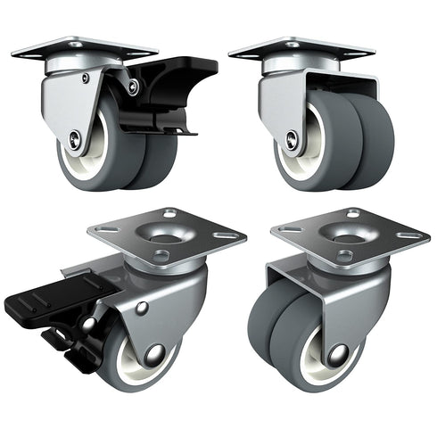 Heavy Duty Caster Wheels, 2 Inch Casters for Furniture, Safety Brake Swivel Caster Set of 4, Total Capacity 880 lbs