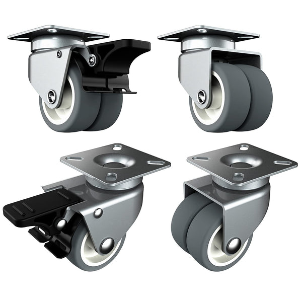 Heavy Duty Caster Wheels, 2 Inch Casters for Furniture, Safety Brake Swivel Caster Set of 4, Total Capacity 880 lbs