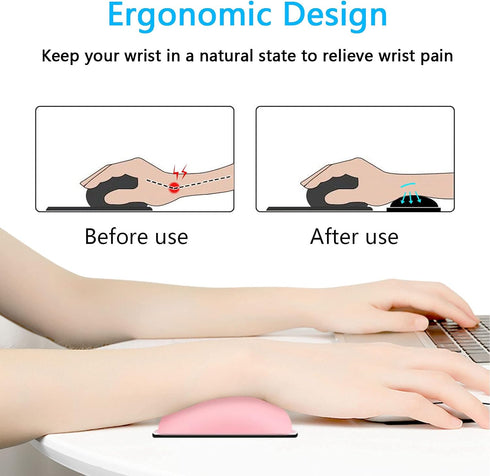 Dapesuom Ergonomic Memory Foam Mouse Wrist Rest, PU Leather Hand Rest Pad Cushion for Gaming, Pink
