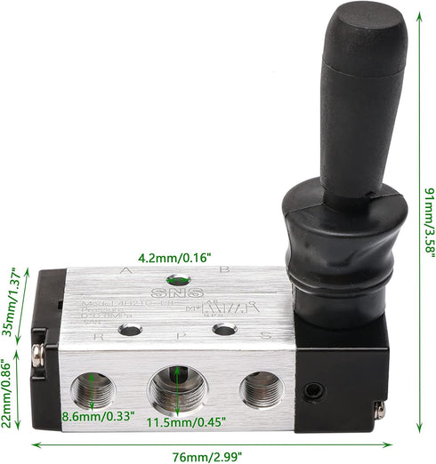 JIUWU 4H210-085 Way Pneumatic Air Hand Lever Operated Valve Solenoid Valve Port 1/4 Inches Manual Control Valves by JIUWU