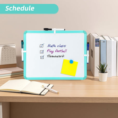 Small 14'' x 11'' Magnetic Dry Erase Board, Mini Whiteboard with Markers for Kids, Students, Fridge, Wall