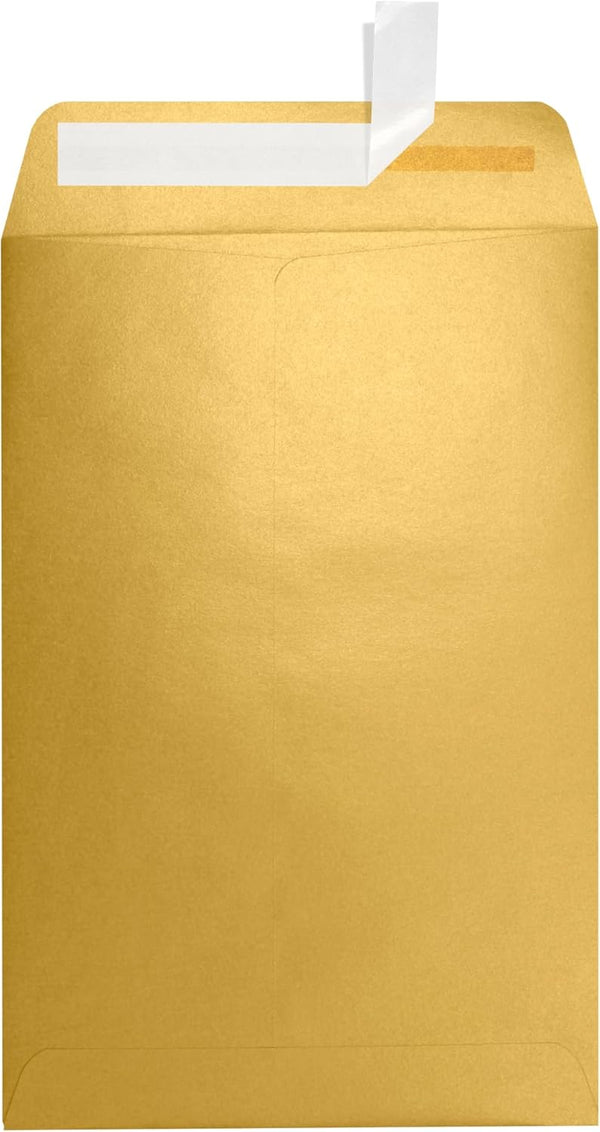 LUXPaper 6 x 9 Open End Envelopes | Peel & Press | Gold Metallic | 80lb. Text | 50 Qty