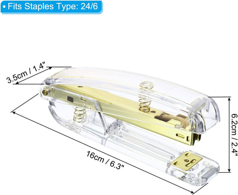 PATIKIL Acrylic Stapler, Portable Stylish Manual Effortless Desktop Accessories Stapler for Classroom Home Office Desk, Gold by PATIKIL