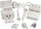 Meaferks Toilet Seat Hinges Replacement Parts White Plastic Hinge Set with Screws, Connectors,