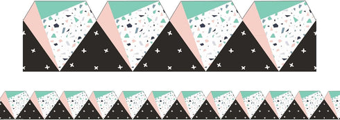 Eureka White, Black, Pink, and Green Confetti Pattern Extra Wide Bulletin Board Trim and Classroom Decoration Strips, 12pcs, 3.25'' x 37'' by Eureka