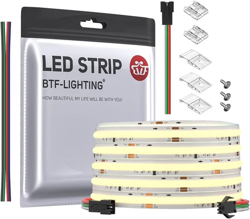 BTF-LIGHTING FCOB COB LED Strip Addressable WS2811 IC 4000K Natural White Flexible
