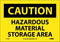 NMC C310P OSHA Sign, "CAUTION - HAZARDOUS MATERIAL STORAGE AREA", 10" Length x 7" Height, Black on Yellow Vinyl
