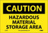 NMC C310P OSHA Sign, "CAUTION - HAZARDOUS MATERIAL STORAGE AREA", 10" Length x 7" Height, Black on Yellow Vinyl