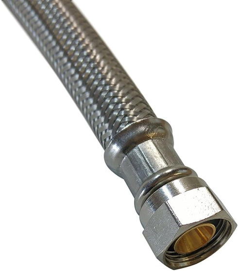 Eastman 20" Supply Line Steel Flex Long Faucet Connectors (2) Pack (1/2" FIP x 3/8" Comp)