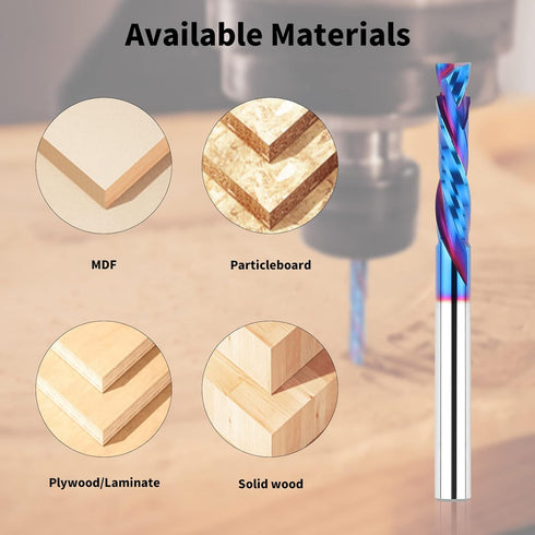 EANOSIC 1/4" Shank,1-1/4" 3 Inch, Compression Spiral Router Bits Cutting Length, Extra Long Carbide UP Down Cut CNC