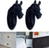 Frolahouse 4 Sets Drawer Knobs, Zinc Alloy Black Handle Horse Head Pull Cupboard Pulls, for Bedside Cabinets Home