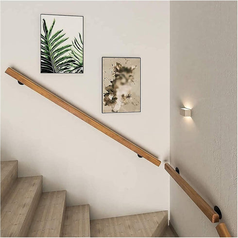 ALDEPO 1Ft-20Ft Non-Slip,2.6Ft Grab Bars Handrails Wooden - Complete Kit, Professional Corridor Non-Slip Stair Railings