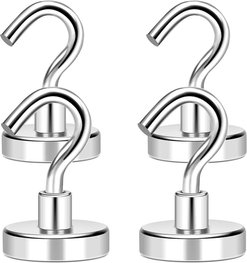 MIKEDE Magnetic Hooks, 40Lbs+ Heavy Duty Neodymium Hooks for Cruise Cabins, Storage, Pack of 4
