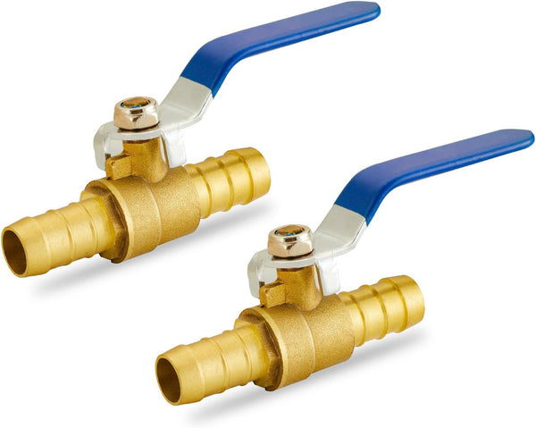 Metalwork Forged Brass Full Port Shut Off PEX Ball Valve, 5/8" Barb x 5/8" Barb, 90 Degree, 2 Pcs