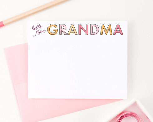 Notes From Grandma Personalized FLAT Stationery for Grandparents, Cute Camp Note Cards for Grandma, Camp Stationary