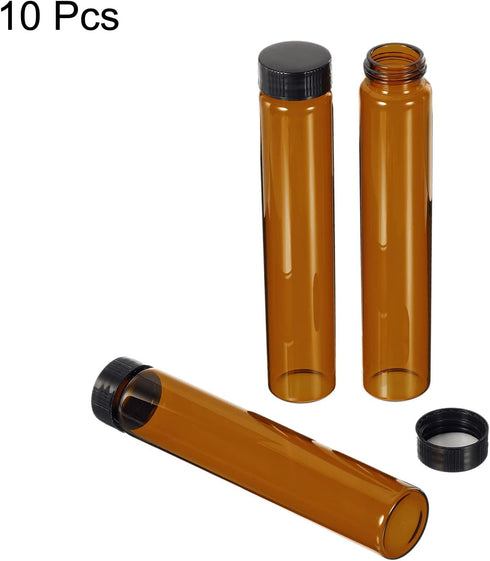 PATIKIL 60mL Reagent Media Bottle, 10 Pack Round Glass Storage Bottles Plastic Screw Cap for Lab Home, Brown by PATIKIL