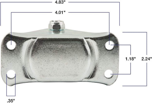Heavy Duty Rubber Caster Wheel with Rigid Non-Swivel Top Plate - 3-Inch, 225 lb Load Capacity