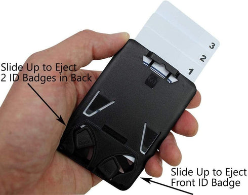 Specialist ID Vertical Top Load Three Card Badge Holder - Hard Plastic with Heavy Duty Breakaway Lanyard