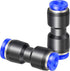 TAILONZ PNEUMATIC Blue Straight Reducing Tube OD Push to Connect Tube Fittings, 3/16" x 3/8" (Pack of 10)