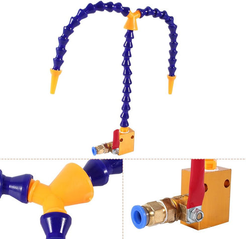 Bidirection Mist Coolant Lubrication Spray System for 8mm Air Pipe, CNC Lathe Mill Drill Carving Machine