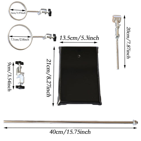 Laboratory Stands Support, Rod 16" Lab Stand with Cast Iron Base, Ring Stand,with a Burette Clamp and 2 Flask Ring Clamps