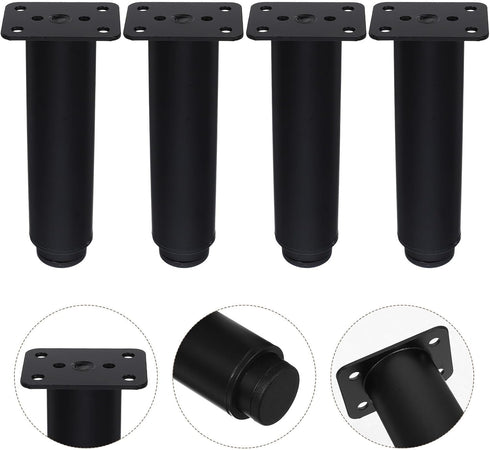 4pcs 15-25cm Abaodam Adjustable Metal Furniture Legs, Black Matte Iron Sofa Bed Frame Replacement Legs, Extendable
